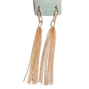 🆕 Ultra Long 14k Chain Tassel Dangle Drop Earrings NWT